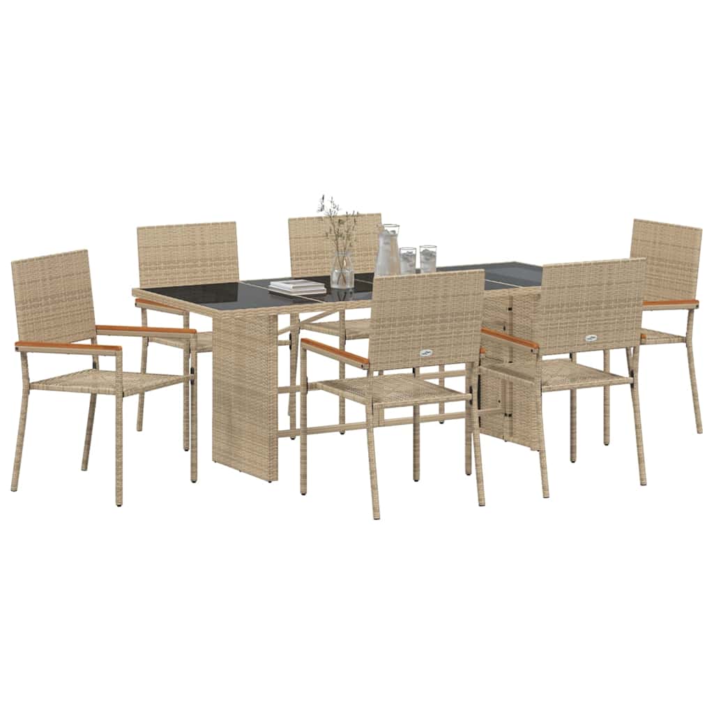 Garten Essgruppe 7 pcs Beige 190 x 80 x 75 cm Poly-Rattan