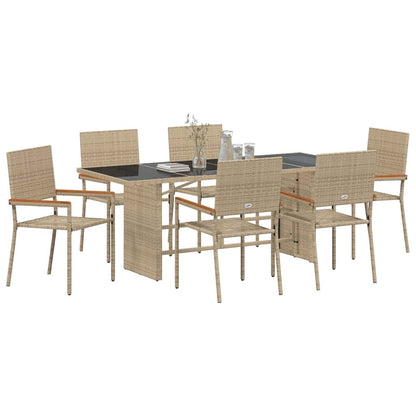 Garten Essgruppe 7 pcs Beige 190 x 80 x 75 cm Poly-Rattan
