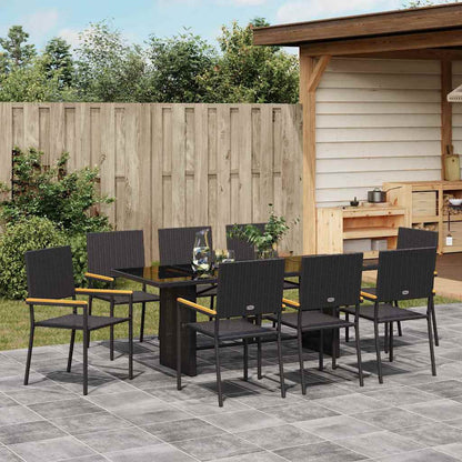 Garten Essgruppe 9 pcs Schwarz 190 x 80 x 75 cm Poly-Rattan