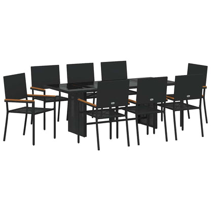 Garten Essgruppe 9 pcs Schwarz 190 x 80 x 75 cm Poly-Rattan