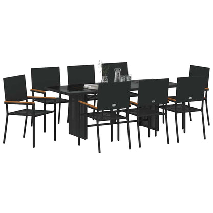 Garten Essgruppe 9 pcs Schwarz 190 x 80 x 75 cm Poly-Rattan