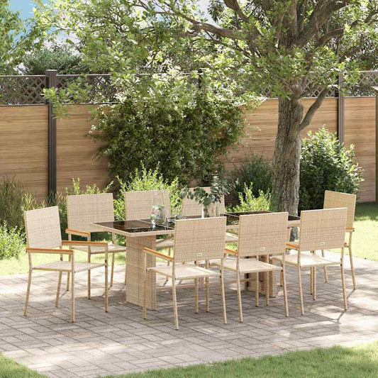 Garten Essgruppe 9 pcs Beige 190 x 80 x 75 cm Poly-Rattan