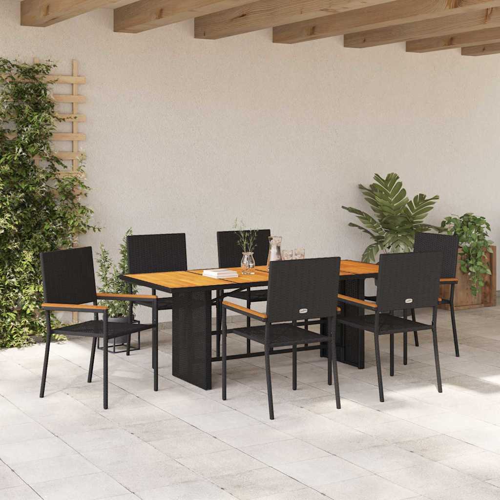 Garten Essgruppe 7 pcs Schwarz, Braun 190 x 80 x 75 cm
