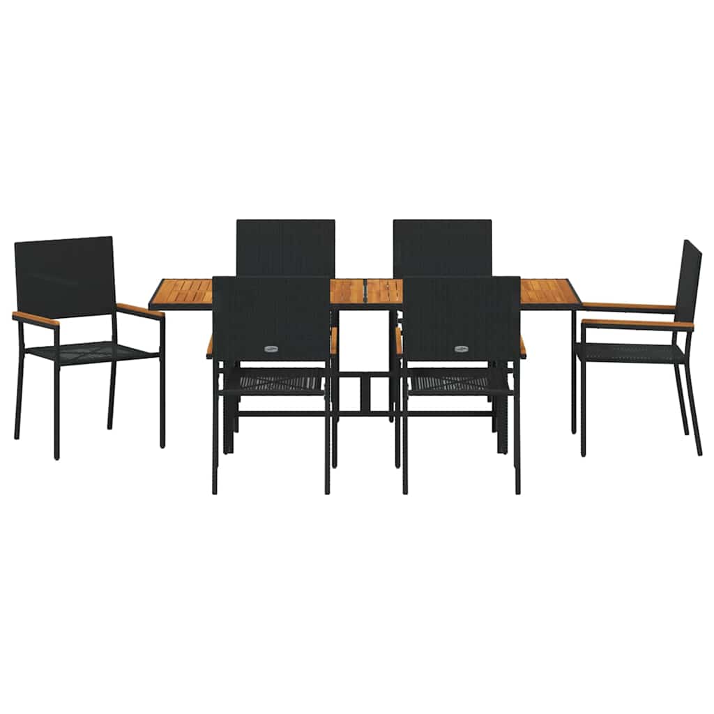 Garten Essgruppe 7 pcs Schwarz, Braun 190 x 80 x 75 cm