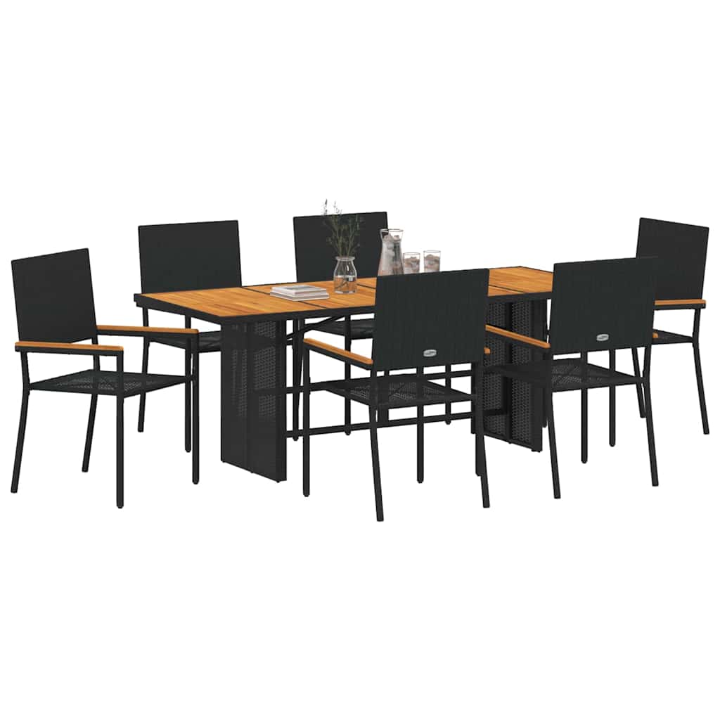 Garten Essgruppe 7 pcs Schwarz, Braun 190 x 80 x 75 cm