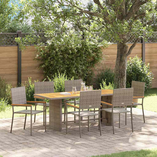 Garten Essgruppe 7 pcs Grau 190 x 80 x 75 cm Poly-Rattan