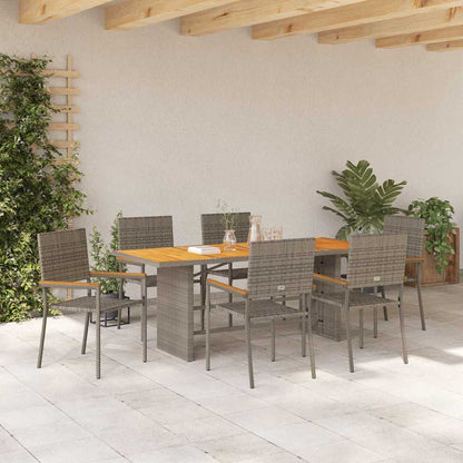 Garten Essgruppe 7 pcs Grau 190 x 80 x 75 cm Poly-Rattan