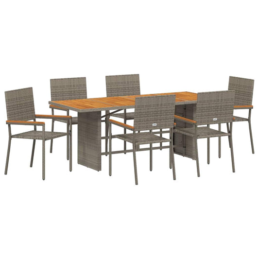 Garten Essgruppe 7 pcs Grau 190 x 80 x 75 cm Poly-Rattan