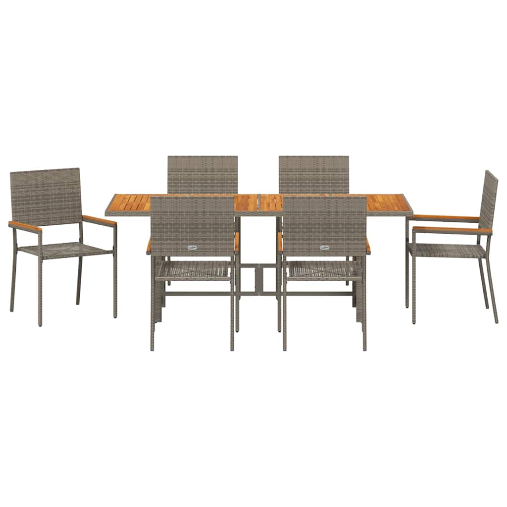 Garten Essgruppe 7 pcs Grau 190 x 80 x 75 cm Poly-Rattan
