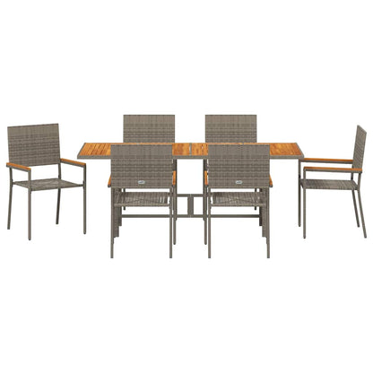 Garten Essgruppe 7 pcs Grau 190 x 80 x 75 cm Poly-Rattan