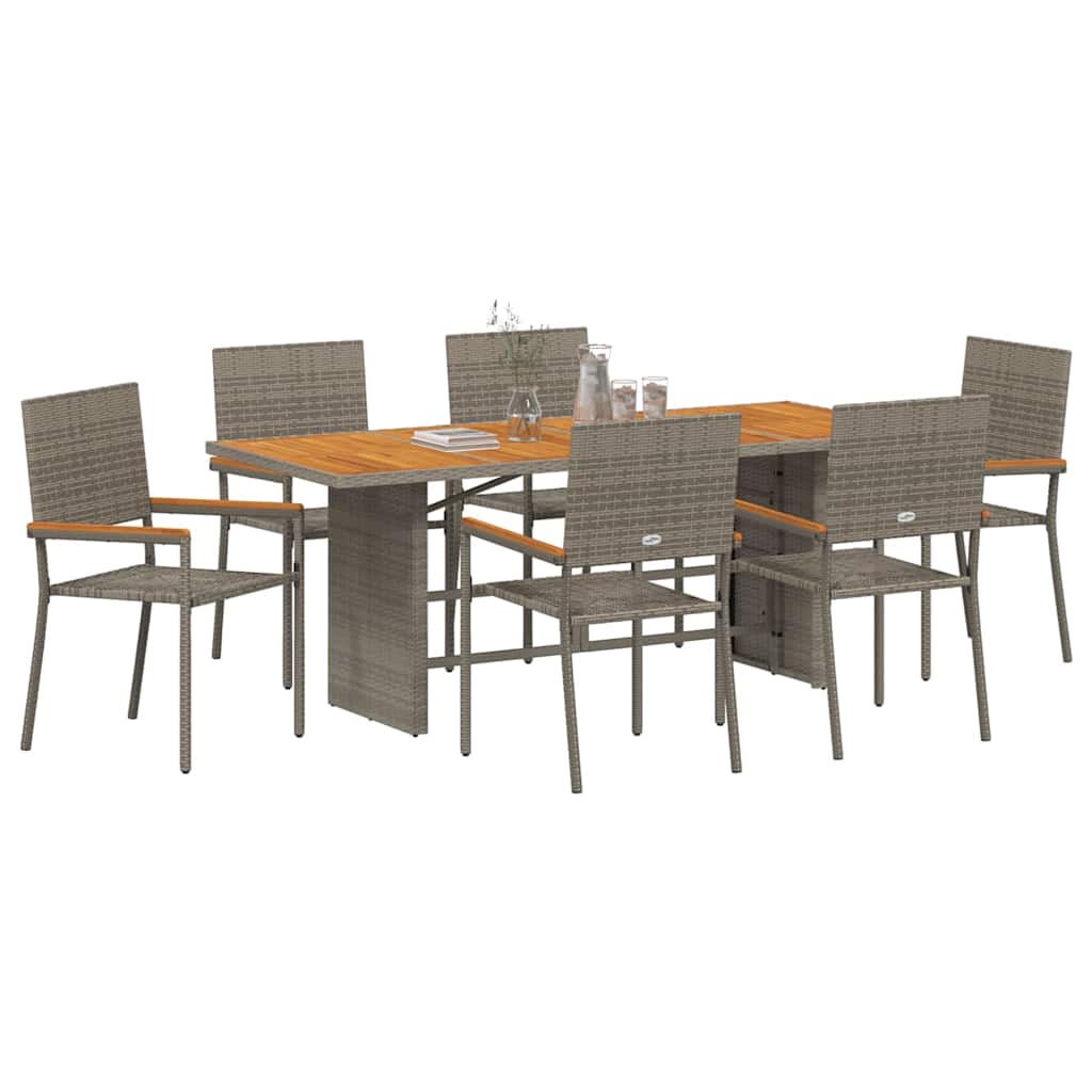 Garten Essgruppe 7 pcs Grau 190 x 80 x 75 cm Poly-Rattan