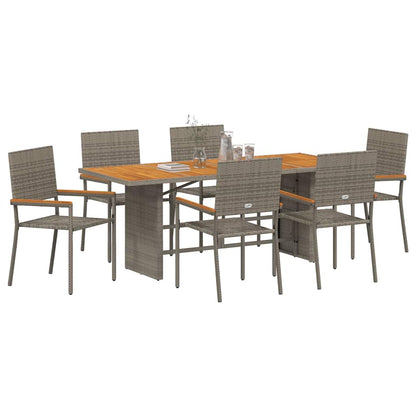 Garten Essgruppe 7 pcs Grau 190 x 80 x 75 cm Poly-Rattan