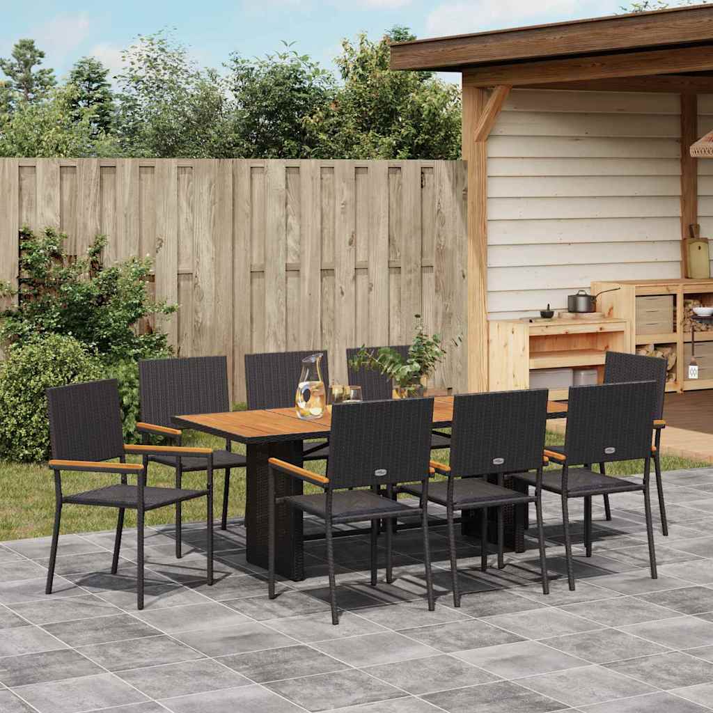Garten Essgruppe 9 pcs Schwarz, Braun 190 x 80 x 75 cm