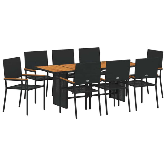 Garten Essgruppe 9 pcs Schwarz, Braun 190 x 80 x 75 cm