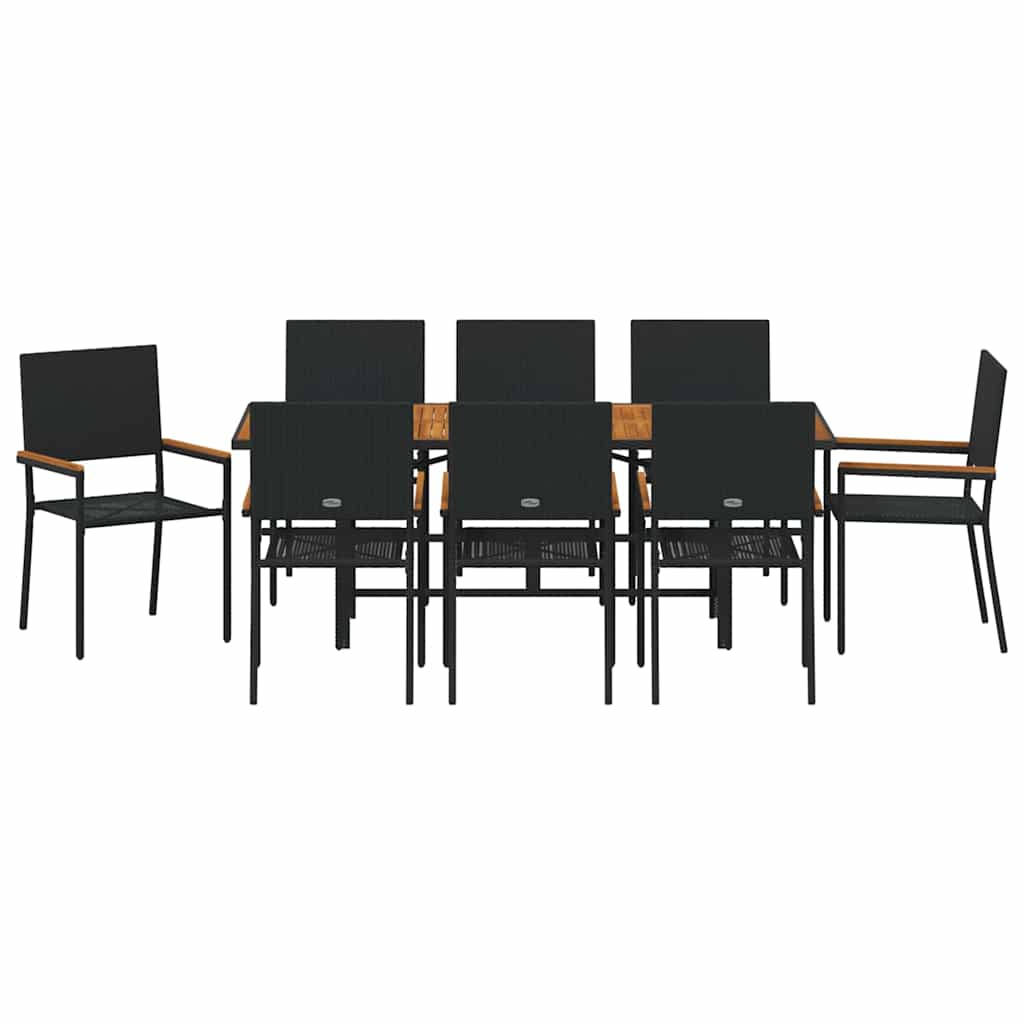 Garten Essgruppe 9 pcs Schwarz, Braun 190 x 80 x 75 cm