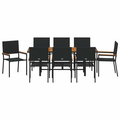 Garten Essgruppe 9 pcs Schwarz, Braun 190 x 80 x 75 cm
