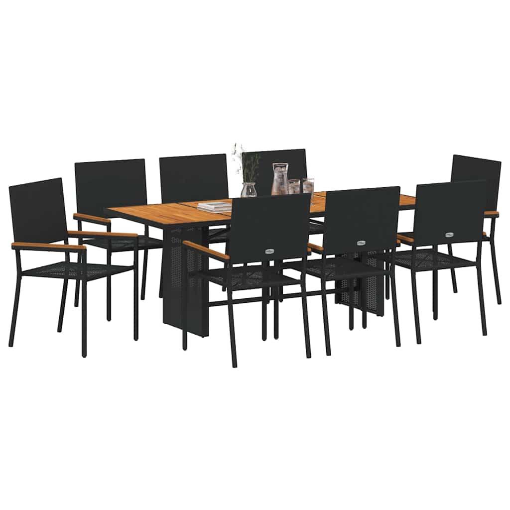 Garten Essgruppe 9 pcs Schwarz, Braun 190 x 80 x 75 cm