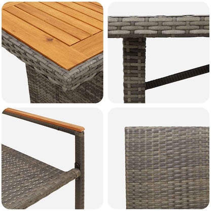 Garten Essgruppe 9 pcs Grau 190 x 80 x 75 cm Poly-Rattan