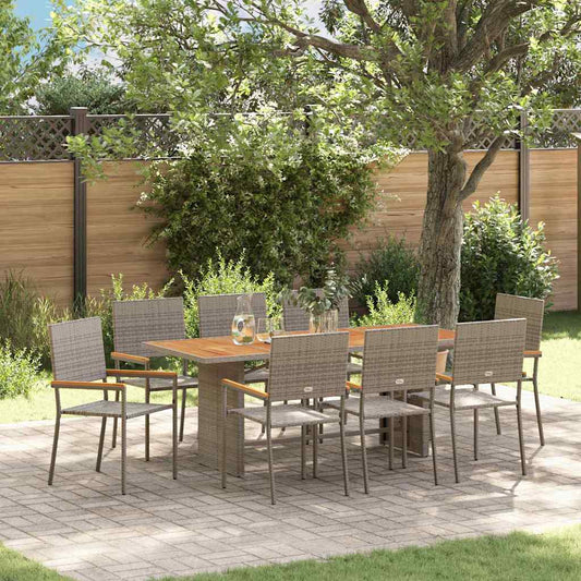 Garten Essgruppe 9 pcs Grau 190 x 80 x 75 cm Poly-Rattan