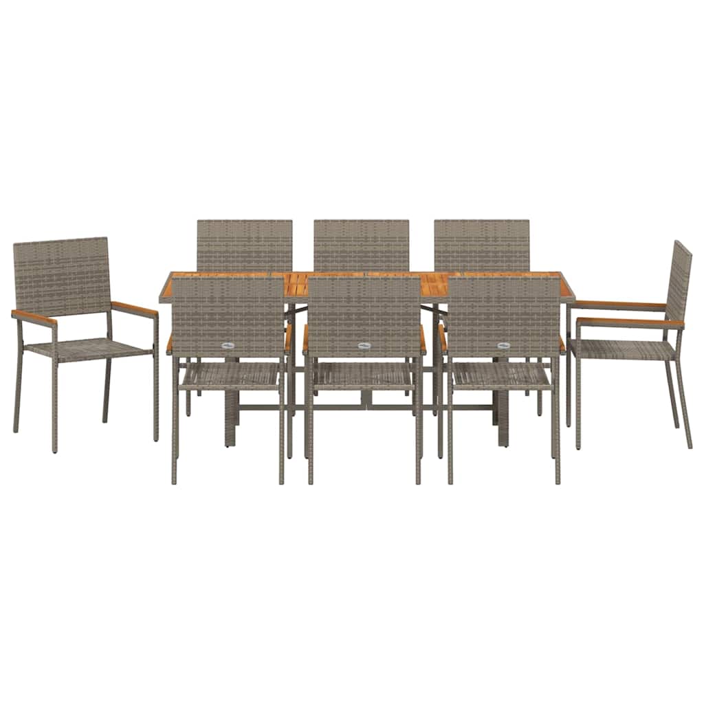 Garten Essgruppe 9 pcs Grau 190 x 80 x 75 cm Poly-Rattan