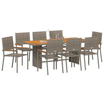 Garten Essgruppe 9 pcs Grau 190 x 80 x 75 cm Poly-Rattan