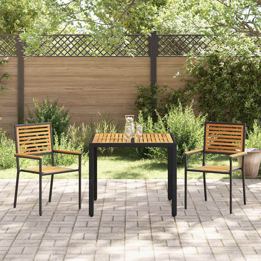 Garten Essgruppe 3 pcs Schwarz 90 x 90 x 75 cm Poly-Rattan