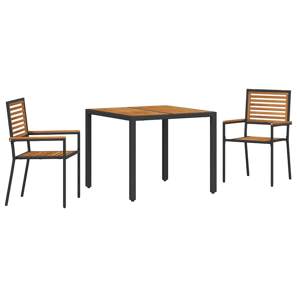Garten Essgruppe 3 pcs Schwarz 90 x 90 x 75 cm Poly-Rattan