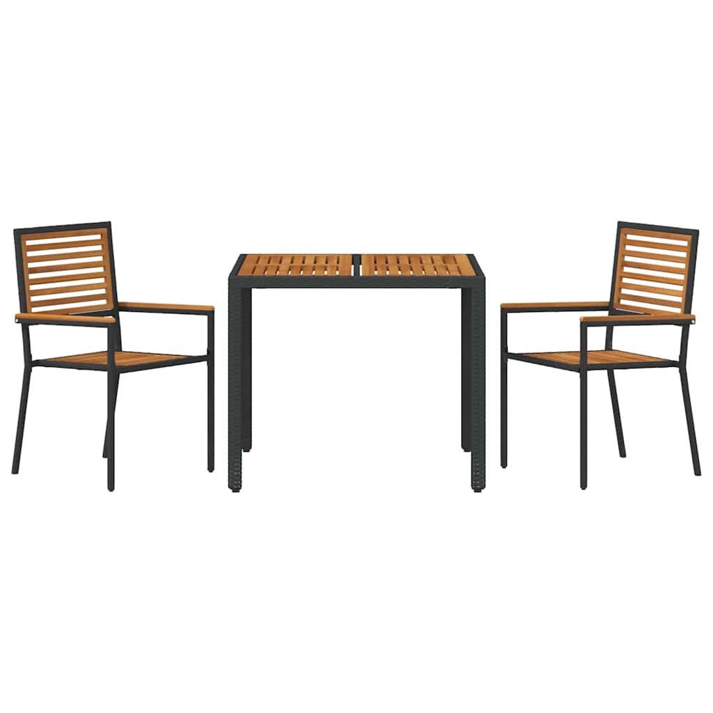 Garten Essgruppe 3 pcs Schwarz 90 x 90 x 75 cm Poly-Rattan
