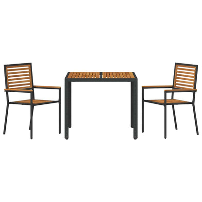 Garten Essgruppe 3 pcs Schwarz 90 x 90 x 75 cm Poly-Rattan