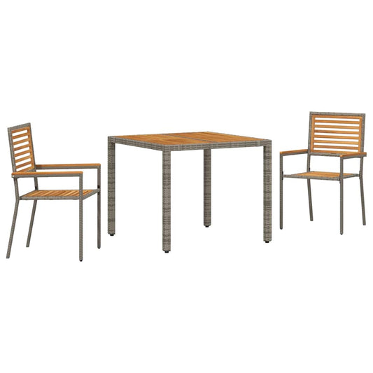 Garten Essgruppe 3 pcs Grau 90 x 90 x 75 cm Poly-Rattan