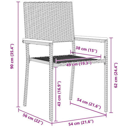 Garten Essgruppe 3 pcs Grau 90 x 90 x 75 cm Poly-Rattan