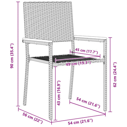 Garten Essgruppe 3 pcs Grau Poly-Rattan