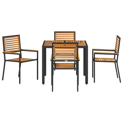 Garten Essgruppe 5 pcs Schwarz, Holz 90 x 90 x 75 cm