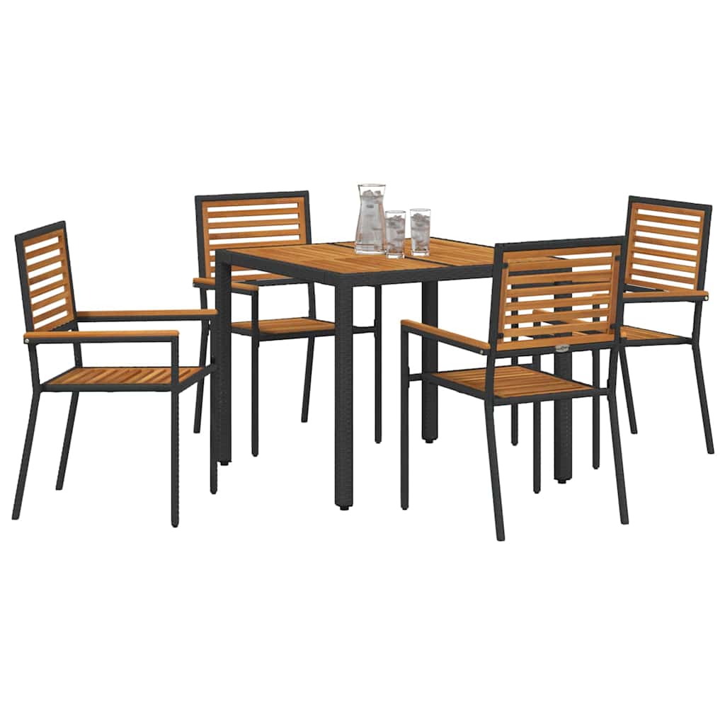 Garten Essgruppe 5 pcs Schwarz, Holz 90 x 90 x 75 cm
