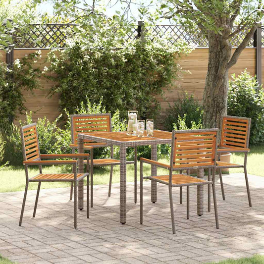 Garten Essgruppe 5 pcs Grau Poly-Rattan