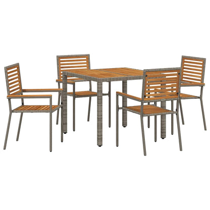 Garten Essgruppe 5 pcs Grau Poly-Rattan