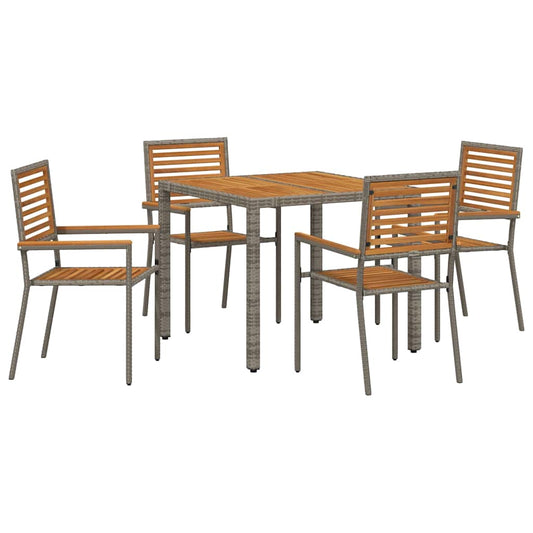 Garten Essgruppe 5 pcs Grau Poly-Rattan