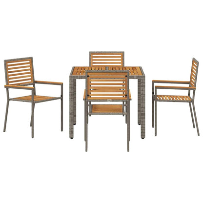 Garten Essgruppe 5 pcs Grau Poly-Rattan