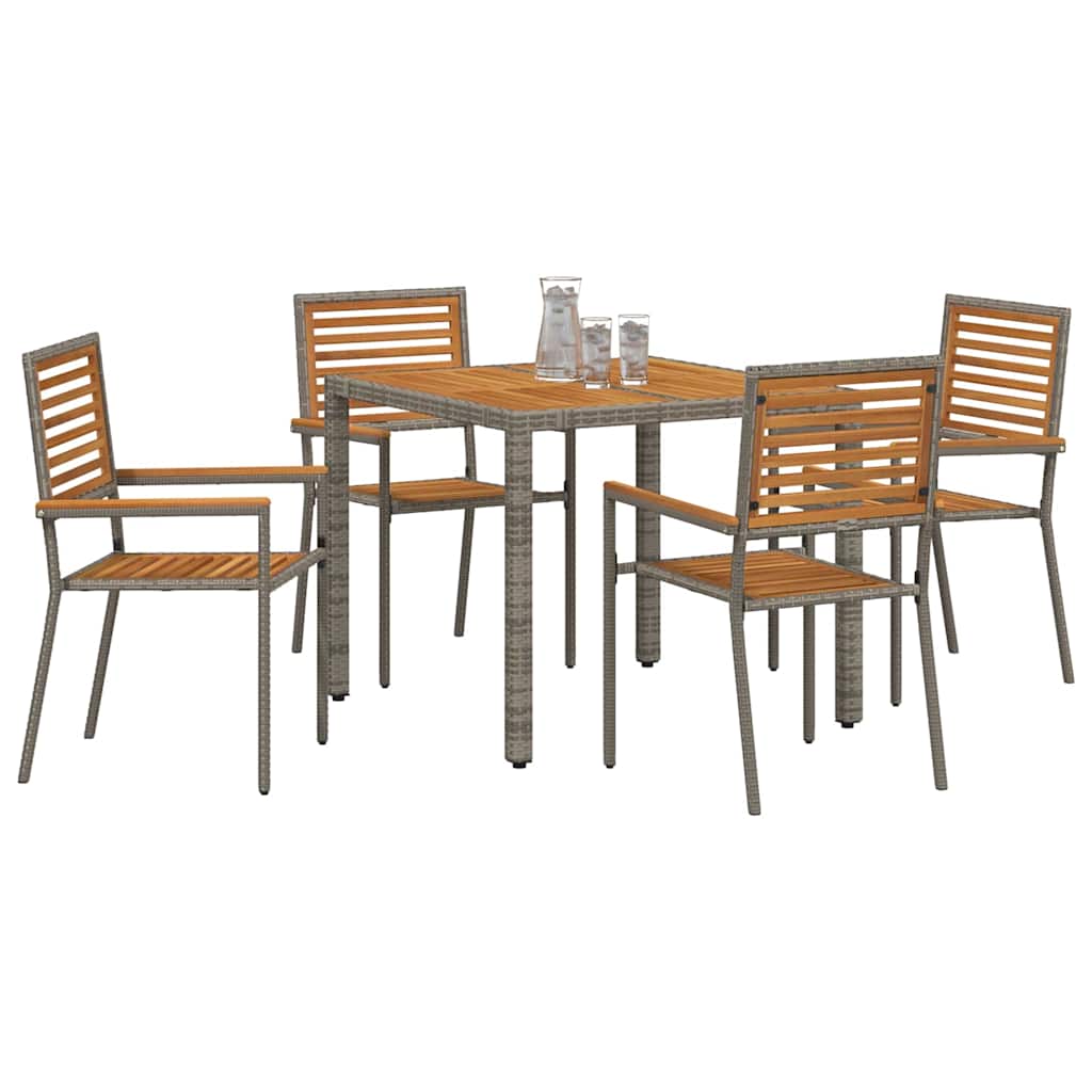 Garten Essgruppe 5 pcs Grau Poly-Rattan