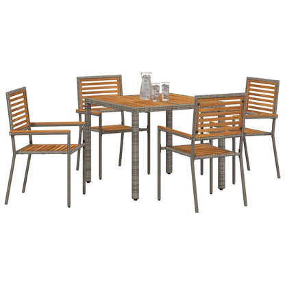 Garten Essgruppe 5 pcs Grau Poly-Rattan