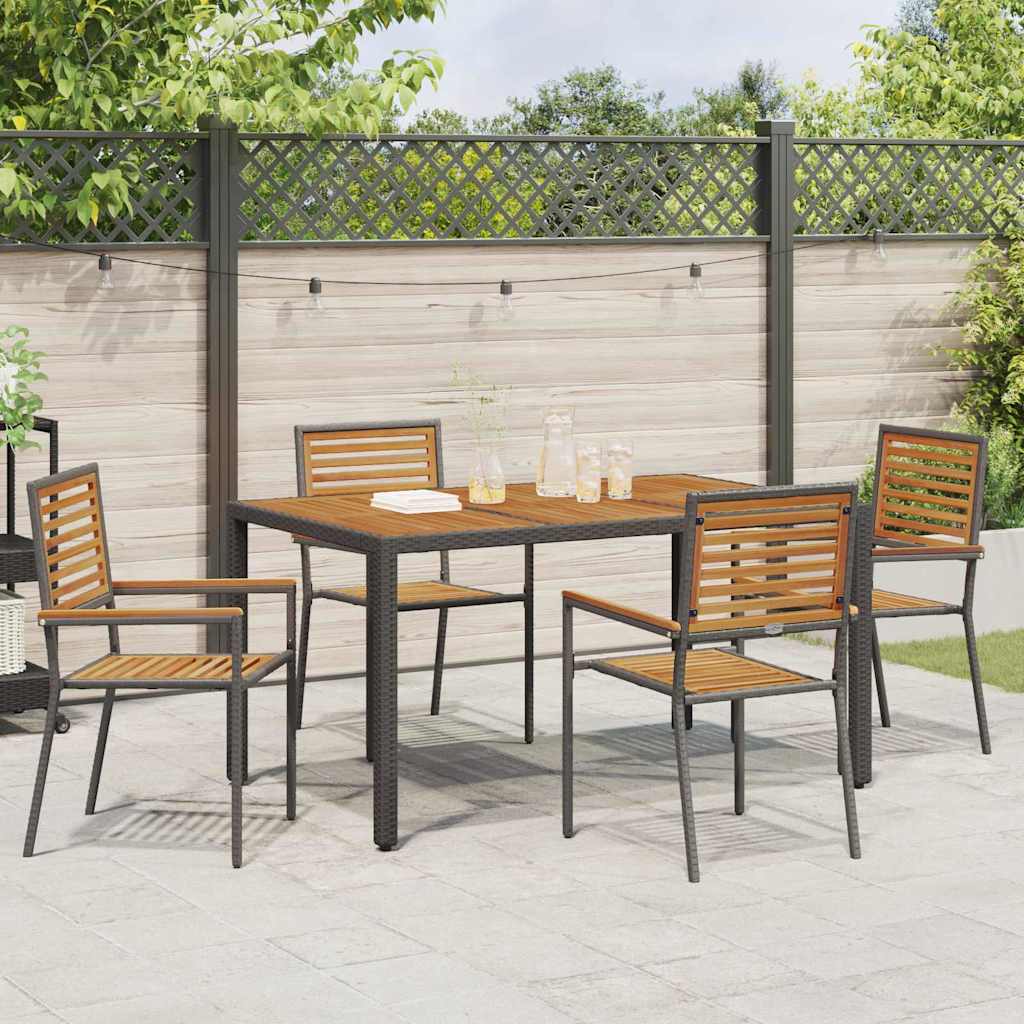 Garten Essgruppe 5 pcs Schwarz 150 x 90 x 75 cm Poly-Rattan