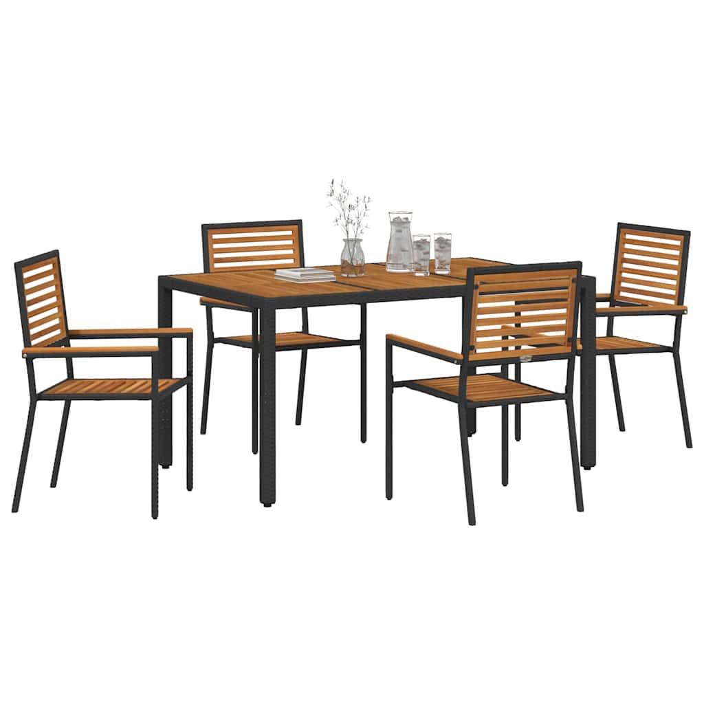 Garten Essgruppe 5 pcs Schwarz 150 x 90 x 75 cm Poly-Rattan