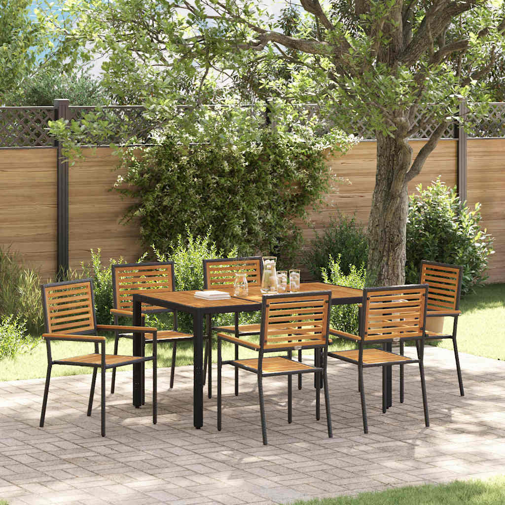 Garten Essgruppe 7 pcs Schwarz 150 x 90 x 75 cm Poly-Rattan