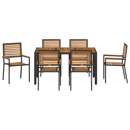 Garten Essgruppe 7 pcs Schwarz 150 x 90 x 75 cm Poly-Rattan