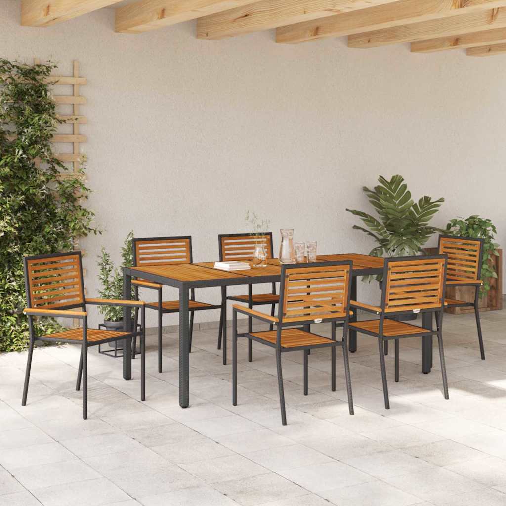 Garten Essgruppe 7 pcs Schwarz, Holz 190 x 90 x 75 cm