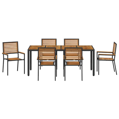 Garten Essgruppe 7 pcs Schwarz, Holz 190 x 90 x 75 cm