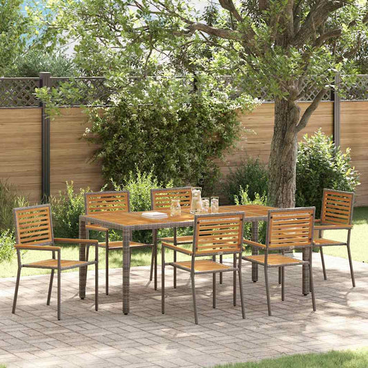 Garten Essgruppe 7 pcs Grau 190 x 90 x 75 cm Poly-Rattan