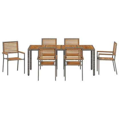 Garten Essgruppe 7 pcs Grau 190 x 90 x 75 cm Poly-Rattan