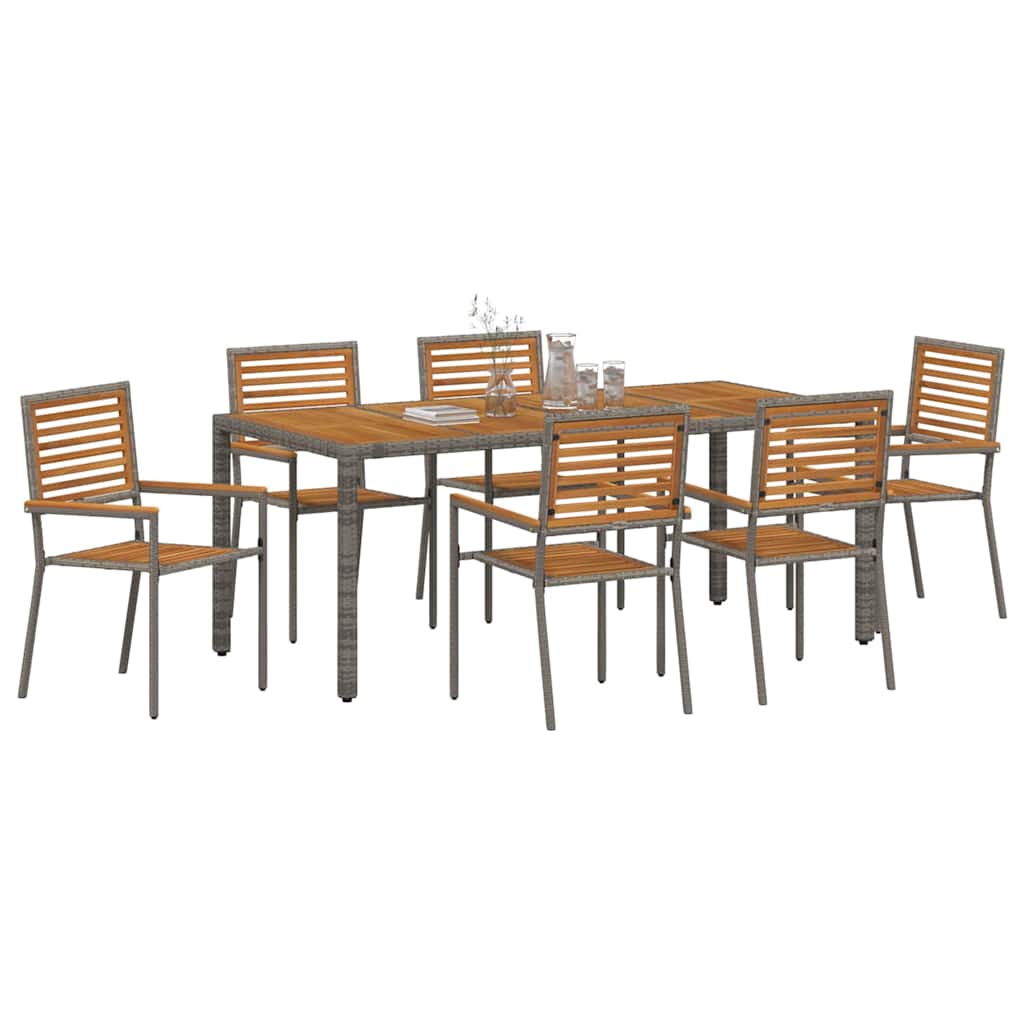 Garten Essgruppe 7 pcs Grau 190 x 90 x 75 cm Poly-Rattan