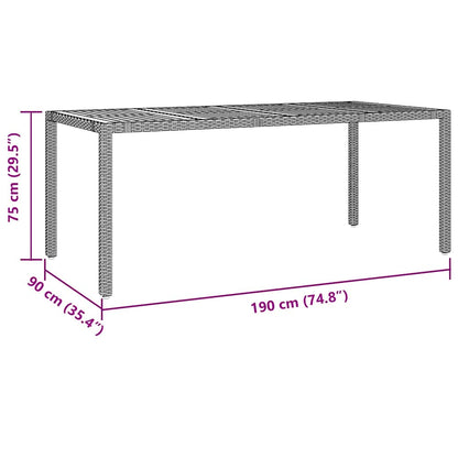 Garten Essgruppe 7 pcs Grau 190 x 90 x 75 cm Poly-Rattan